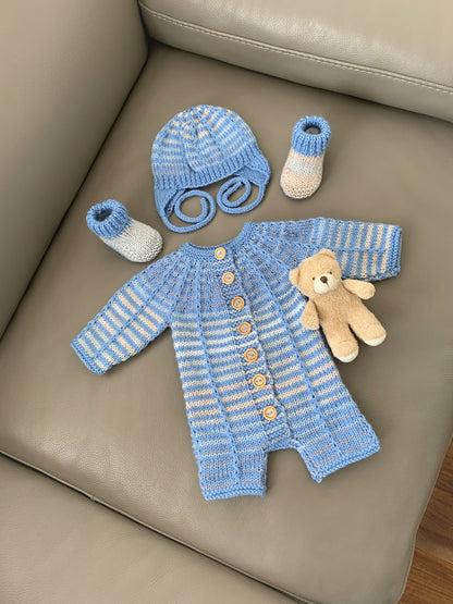 "Elijah” Romper set knitting pattern for reborn doll 16-22" or 0-3 month old baby