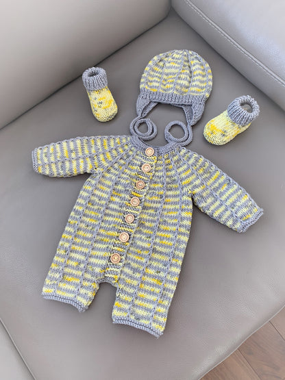 "Elijah” Romper set knitting pattern for reborn doll 16-22" or 0-3 month old baby