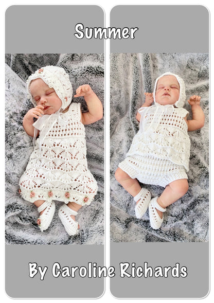 "Summer” 4 Piece Set Knitting pattern for Reborn doll 16-22” or 0-3 Month Old Baby