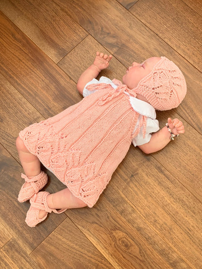 "Elderflower” Dress Knitting pattern for Reborn doll 16 -22” or 0-3 Month Old Baby