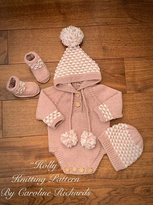 "Holly” Romper Knitting pattern for Reborn doll 16 -22” or 0-3 Month Old Baby