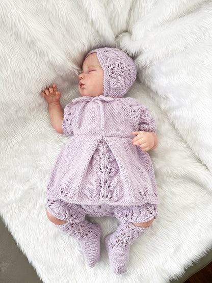 "Matilda” 4 Piece Set Knitting pattern for Reborn doll 16-22” or 0-3 Month Old Baby