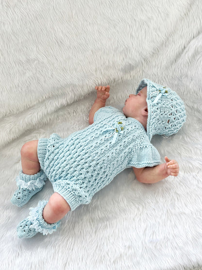 "Ruffle” Romper Knitting pattern for Reborn doll 16 -22” or 0-3 Month Old Baby
