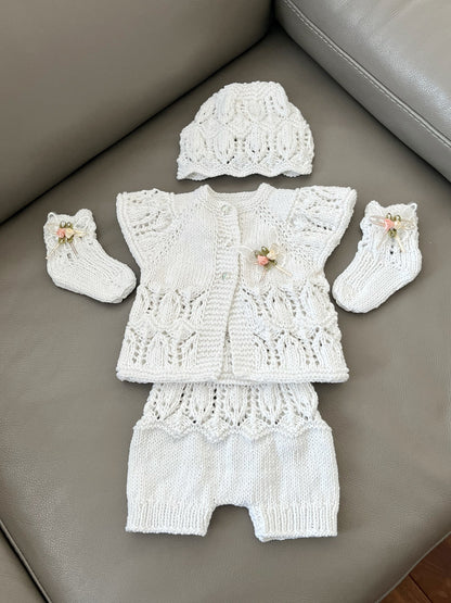 "Edith” 4 Piece Knitting pattern set for Reborn doll 16 -22” or 0-3 Month Old Baby