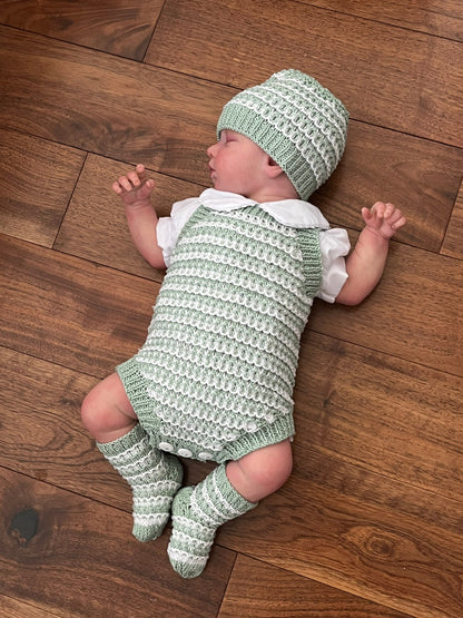 "Kiwi” Romper Knitting pattern set for Reborn doll 16 -22” or 0-3 Month Old Baby