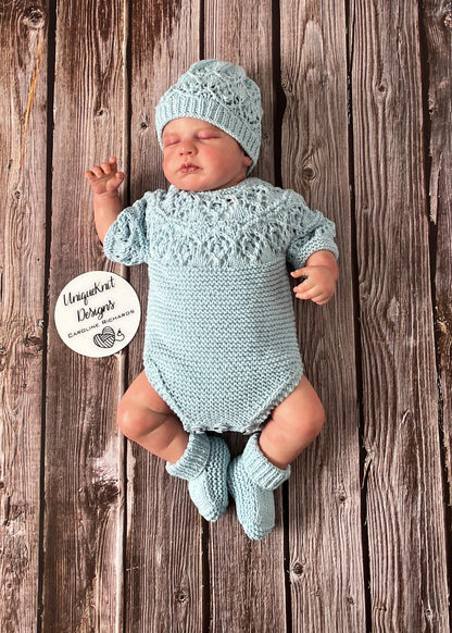"Pistachio" Romper knitting pattern for reborn doll 16-22" or 0-3 Month old baby
