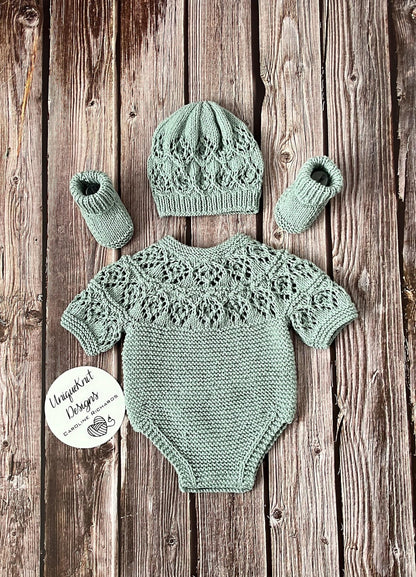 "Pistachio" Romper knitting pattern for reborn doll 16-22" or 0-3 Month old baby