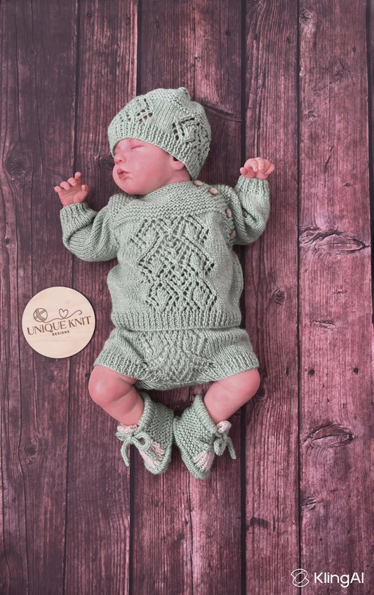 "Jordan” 4 Piece Knitting pattern set for Reborn doll 16 -22” or 0-3 Month Old Baby