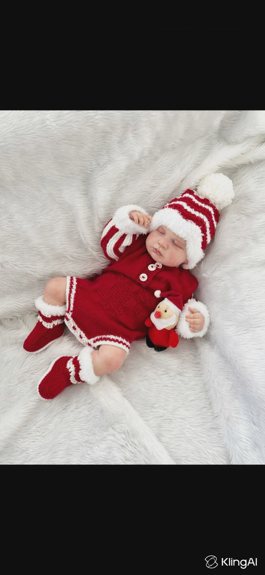 "Jingle Bells” Romper Knitting pattern for Reborn doll 16 -22” or 0-3 Month Old Baby